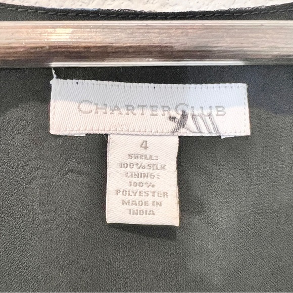 100% Silk Floral Midi Dress Black Blue Sheer Overlay Size 4 - Picture 4 of 13